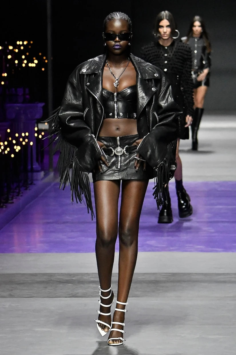 Versace - Medusa leather miniskirt