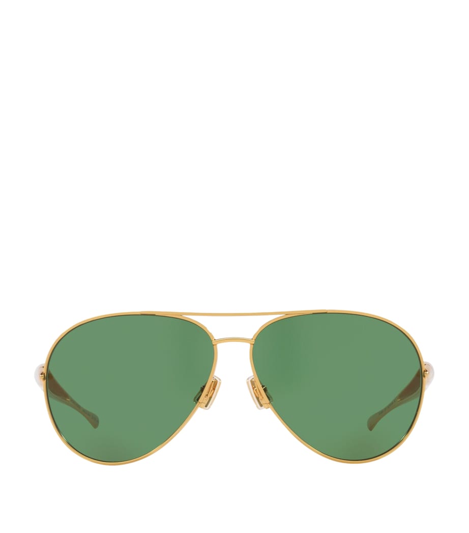 Bottega Veneta Gold BV1305S Green-Tinted Sunglasses