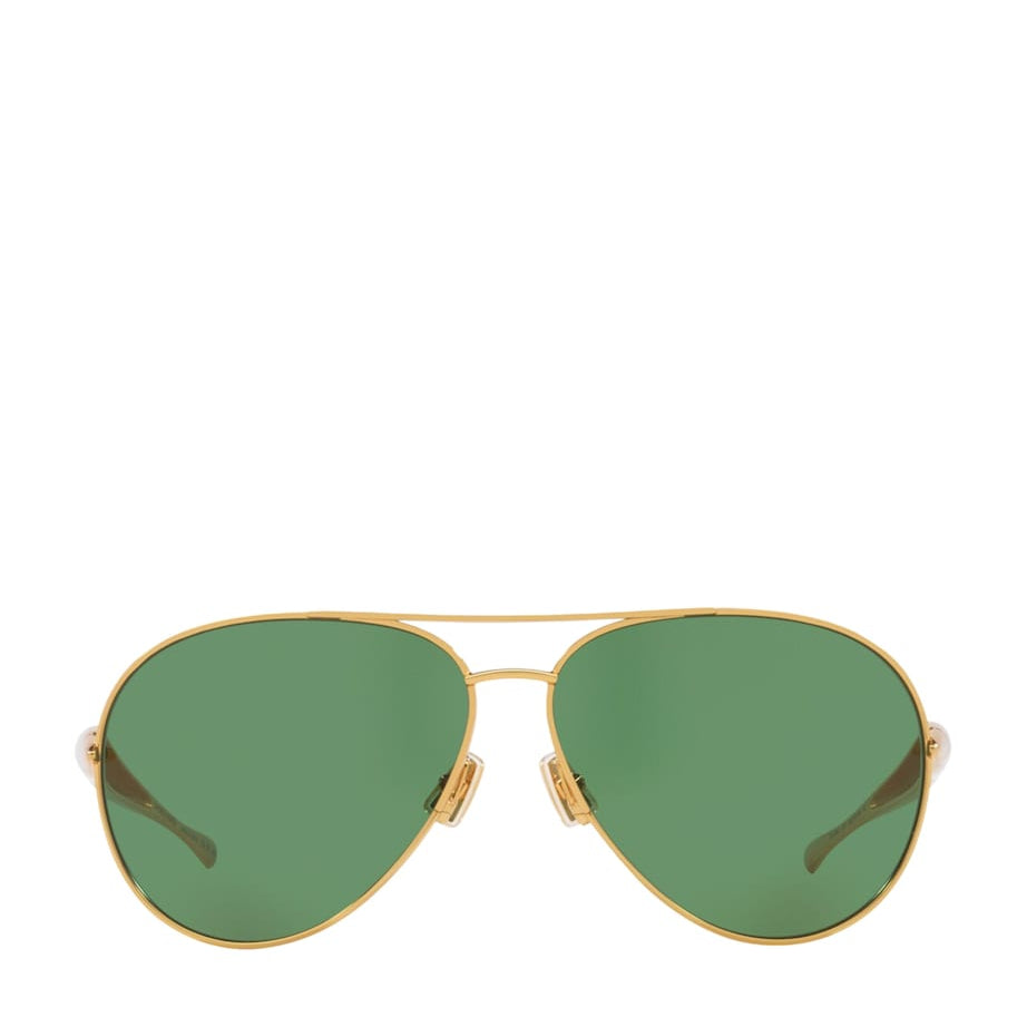 Bottega Veneta Gold BV1305S Green-Tinted Sunglasses