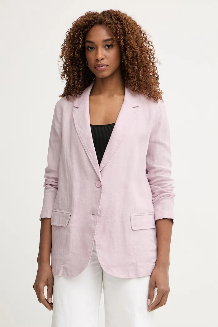 United Colors of Benetton tek düğmeli kadın keten blazer