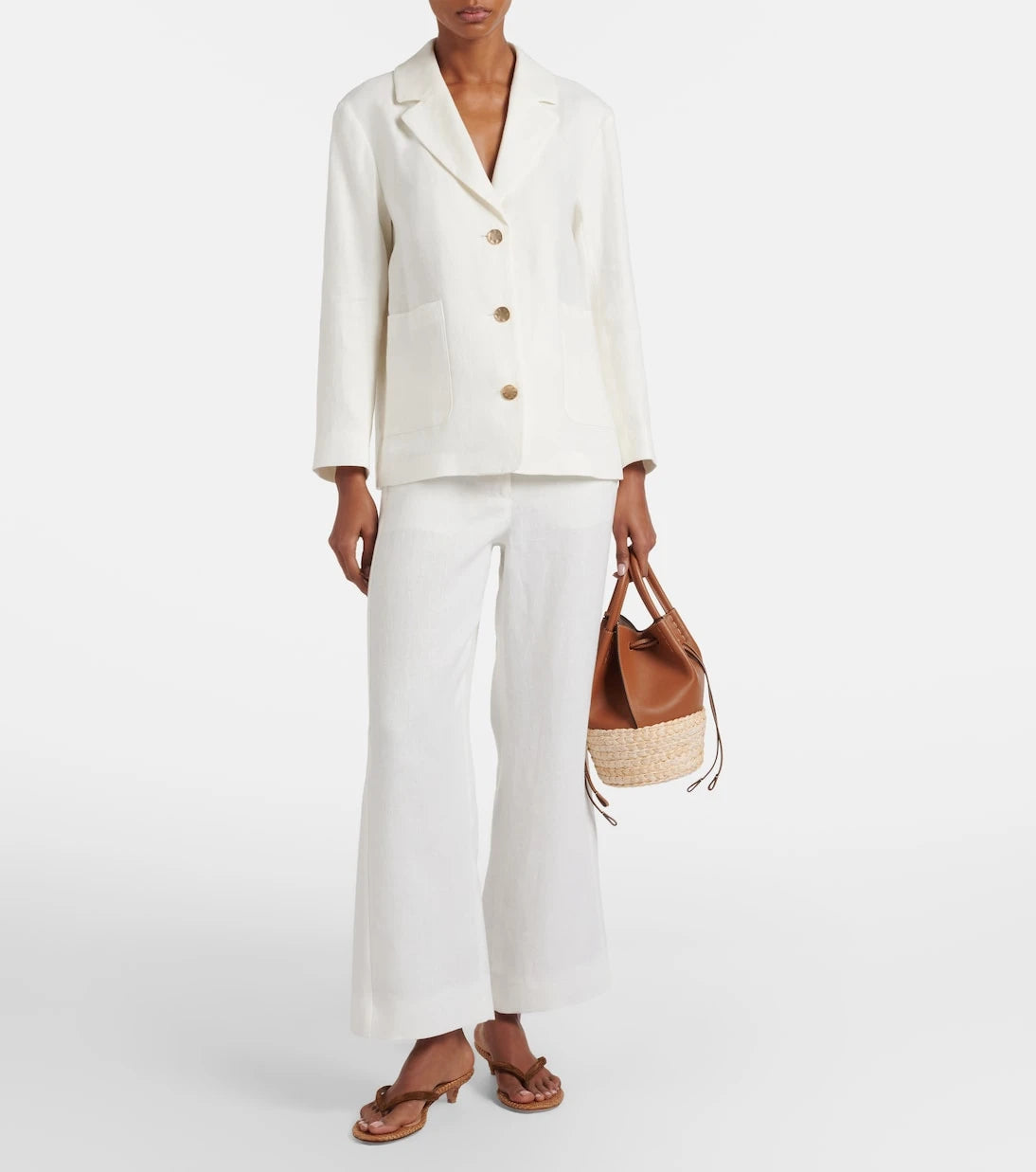 'S Max Mara - بنطلون أميديا بقصة أرجل واسعة من الكتان
