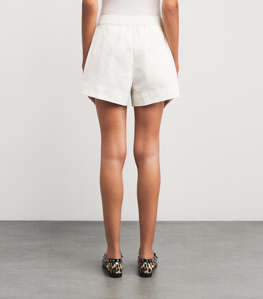 GANNI White Organic Cotton Elasticated Shorts