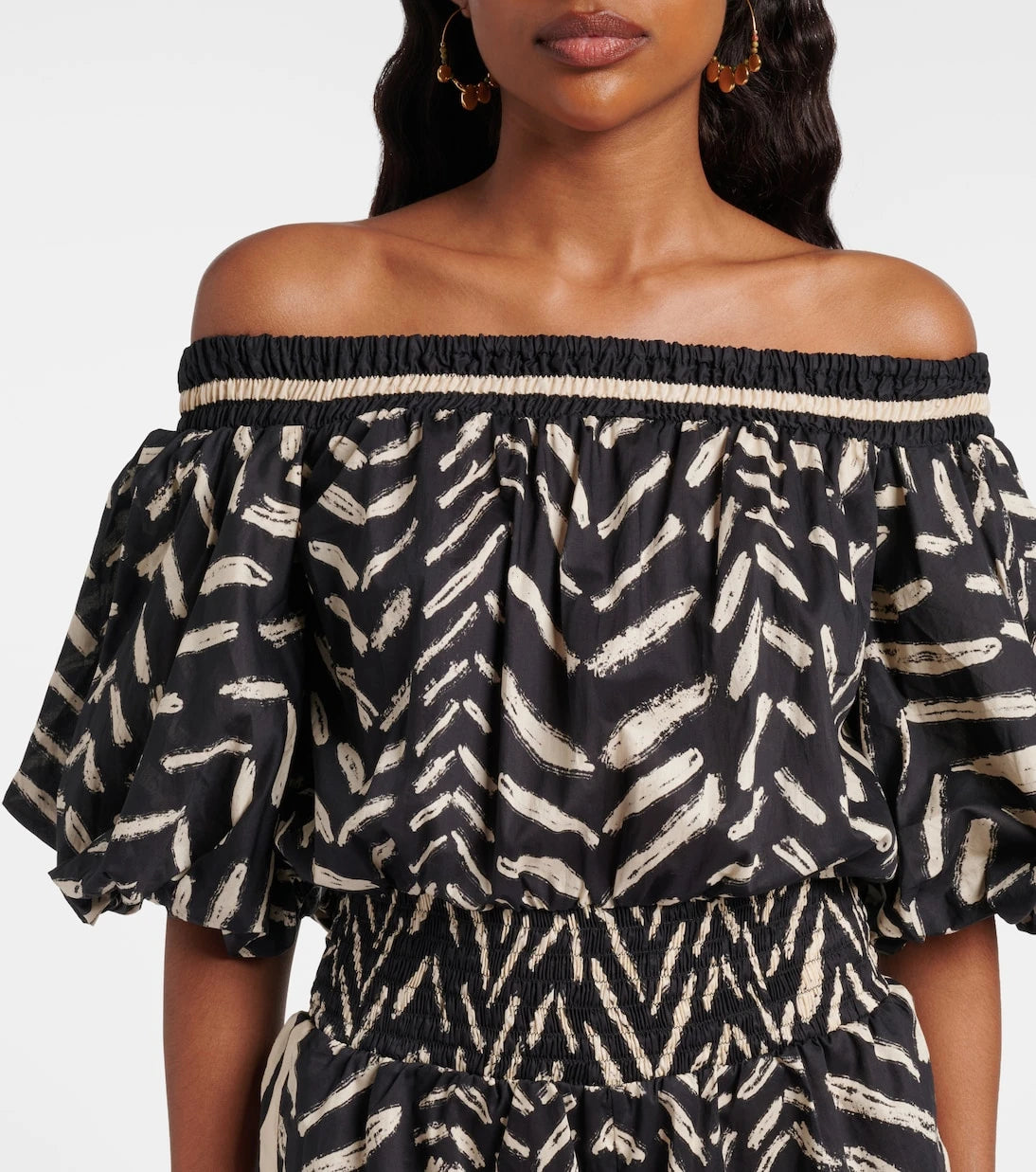 Johanna Ortiz - Printed off-shoulder cotton romper