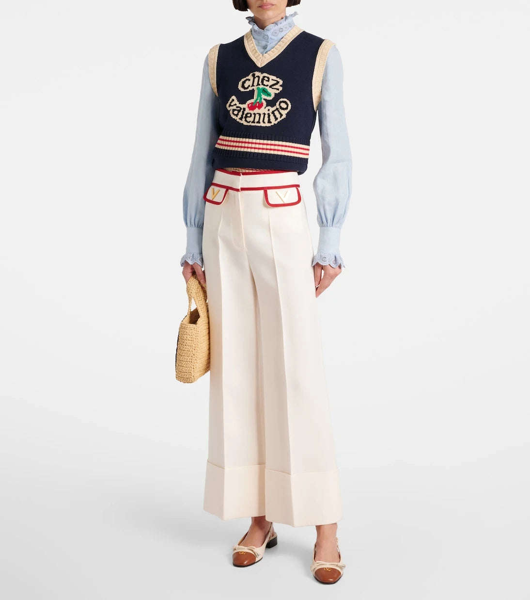 Valentino - Broderie anglaise linen blouse