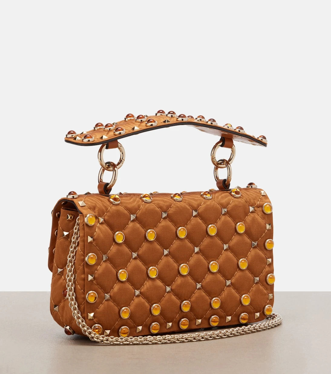 Valentino Garavani - Rockstud Spike Small moiré top-handle bag