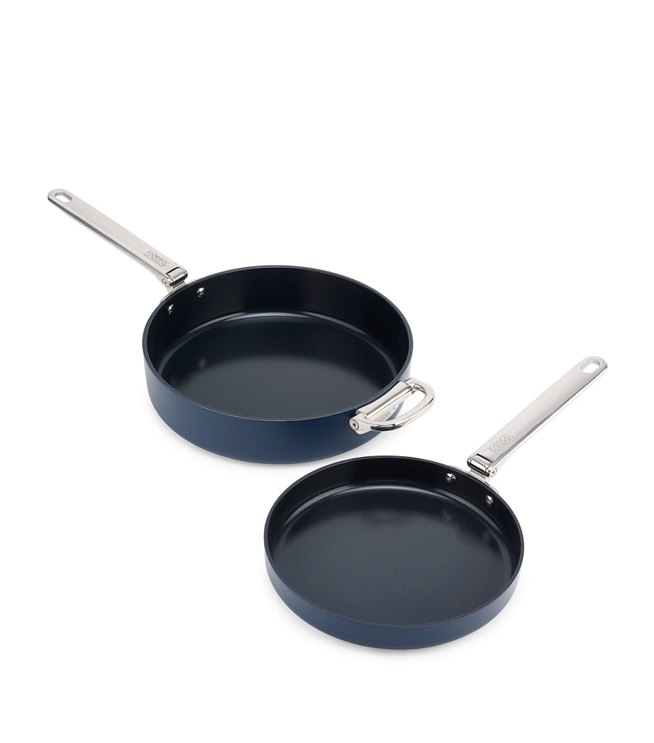 Set of 2 Space Non-Stick Folding Handle Frying Pans