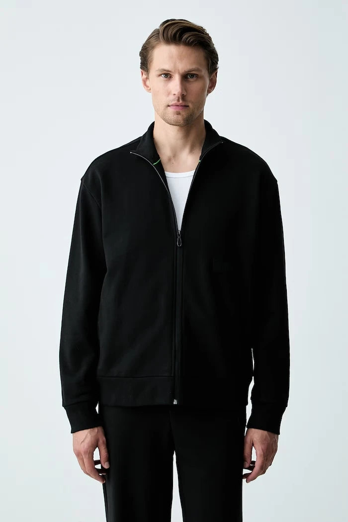 BOSS Green Erkek Pamuklu Fermuarlı Sweatshirt SW_Collar Full Zip
