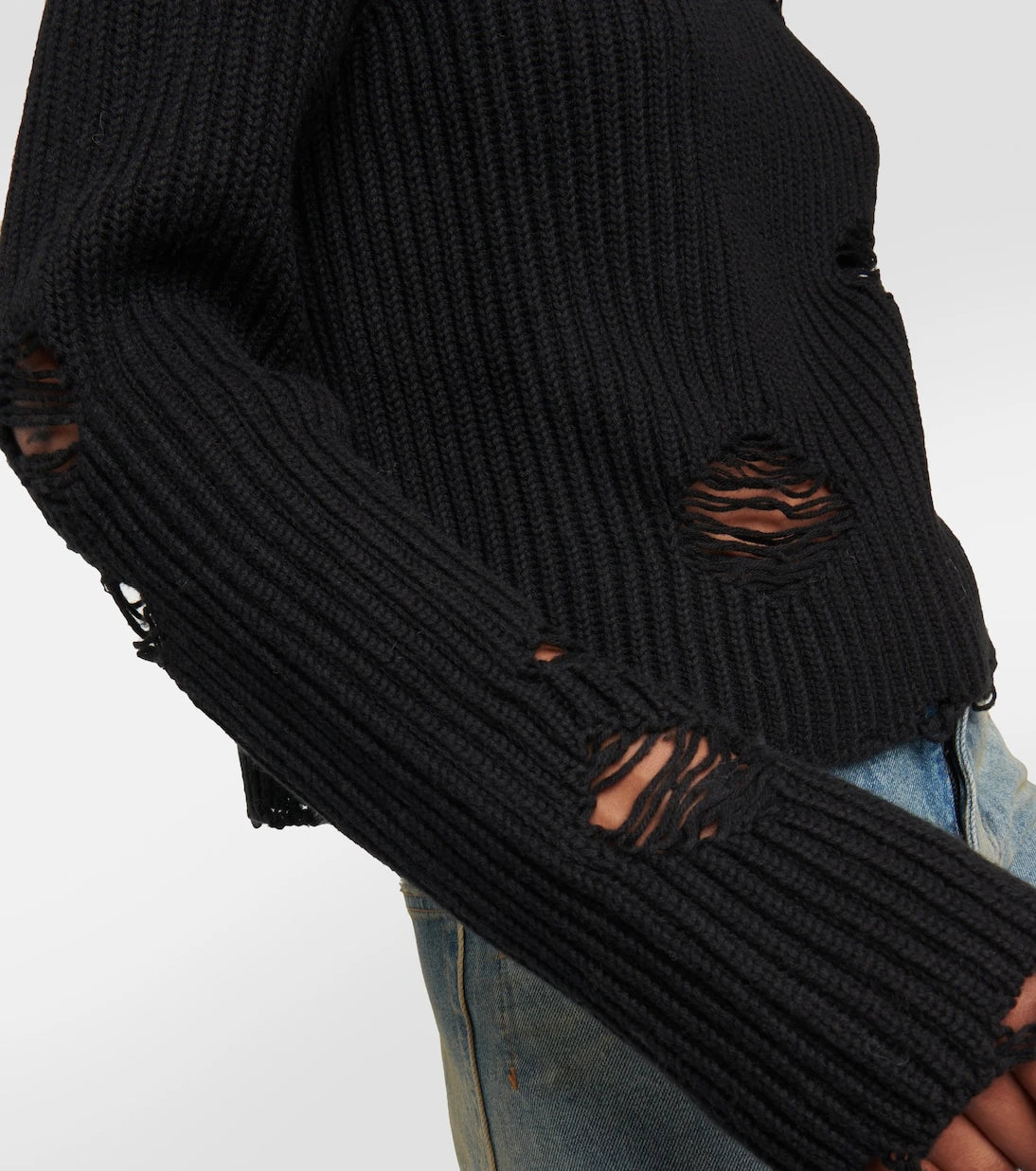MM6 Maison Margiela - Distressed cotton and wool sweater