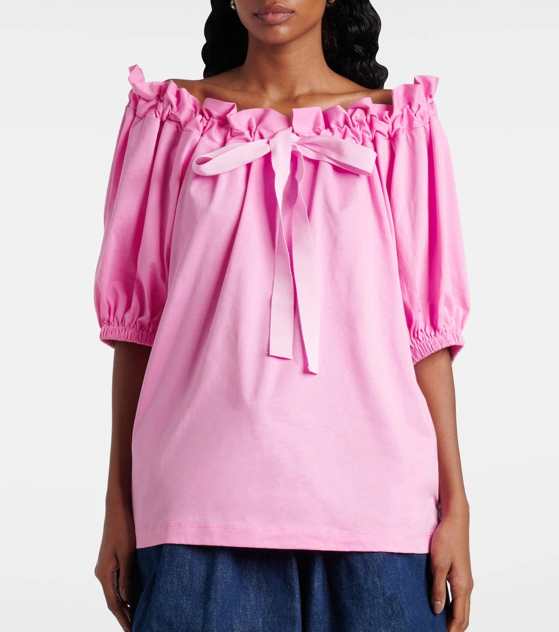 Patou - Bow-detail cotton jersey top