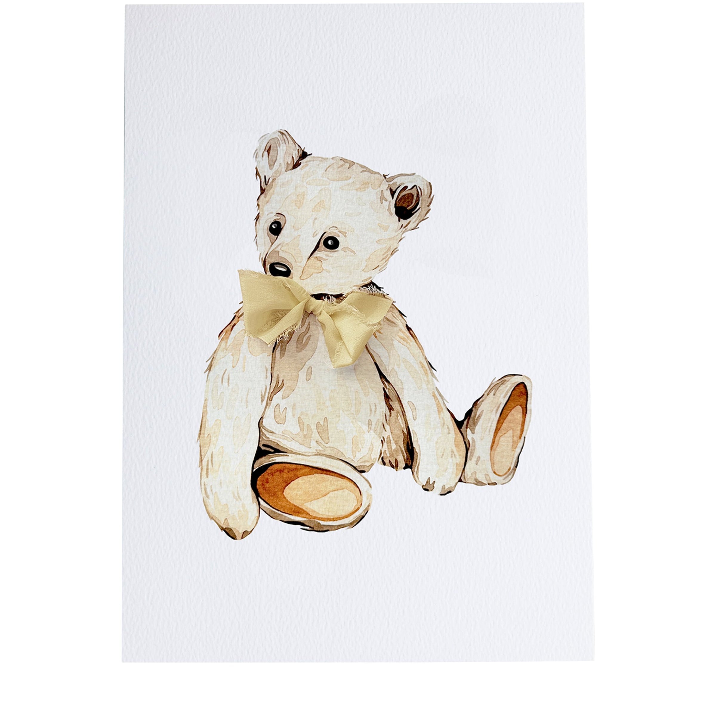 Sophie Brabbins Teddy Bear with Ribbon A4 Print