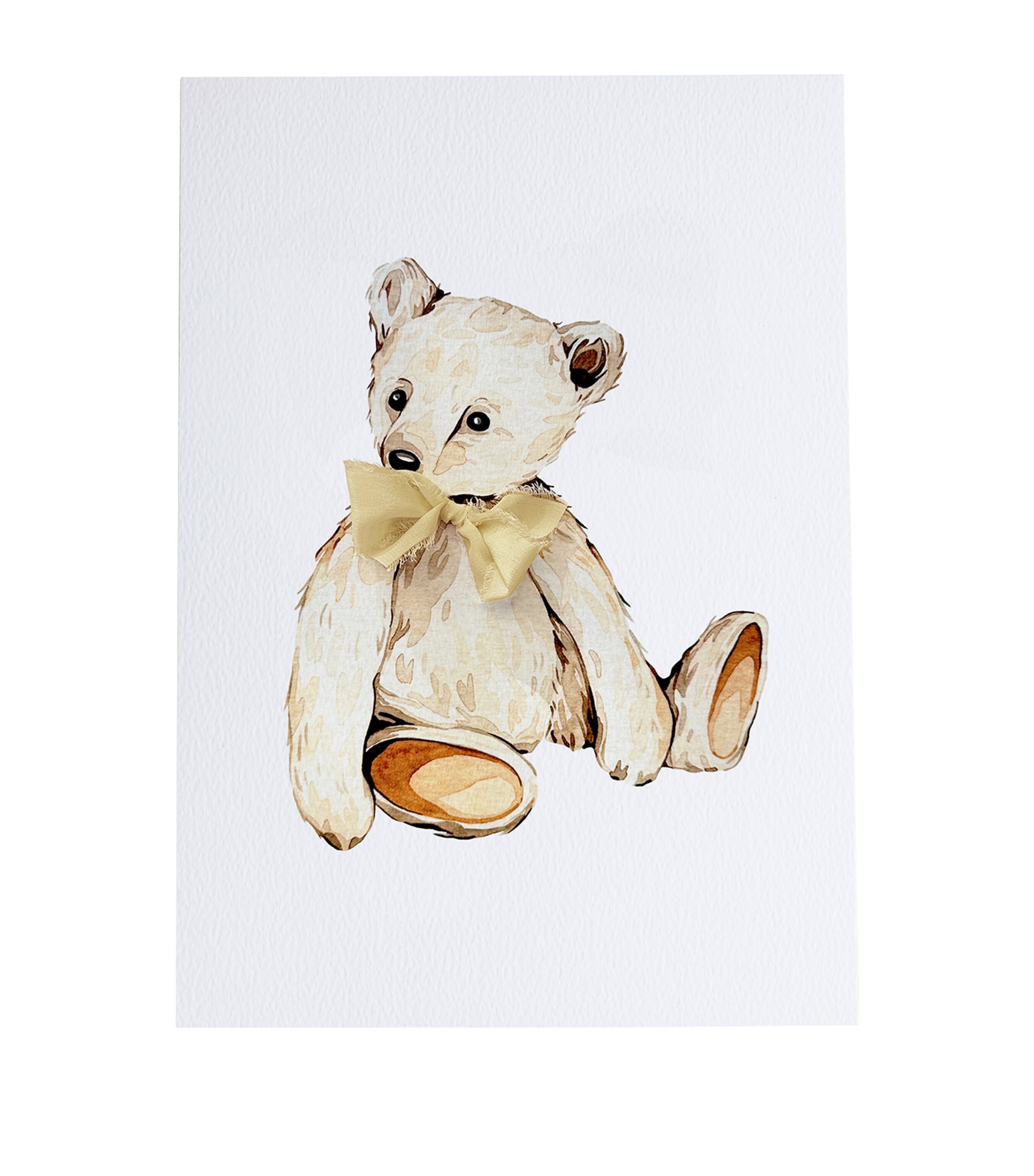 Sophie Brabbins Teddy Bear with Ribbon A4 Print