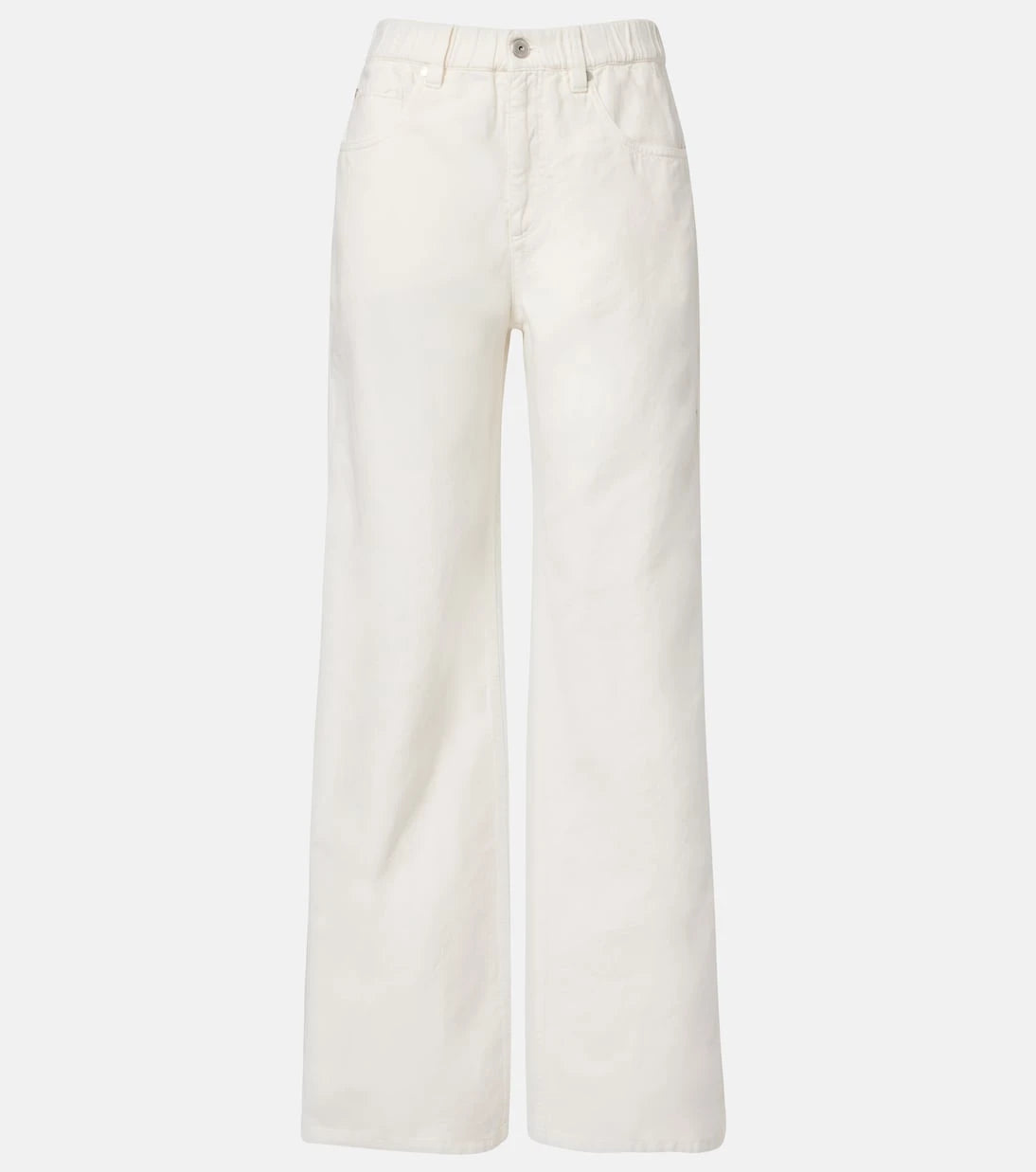 Brunello Cucinelli - Cotton and linen wide-leg pants