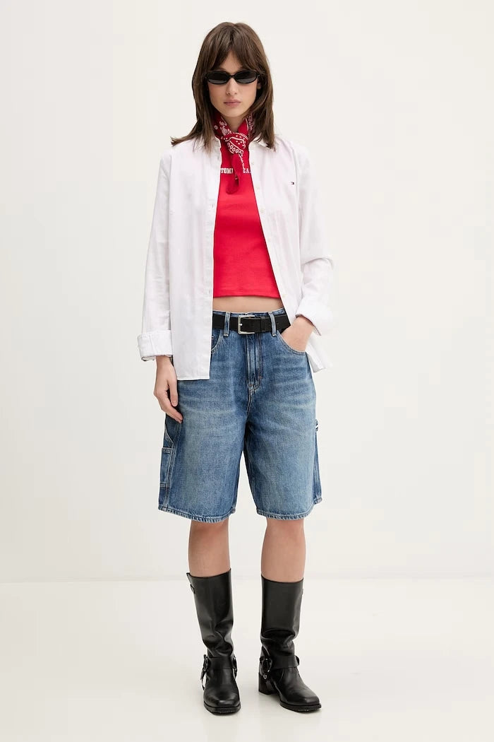 Tommy Jeans къс панталон дамски от деним