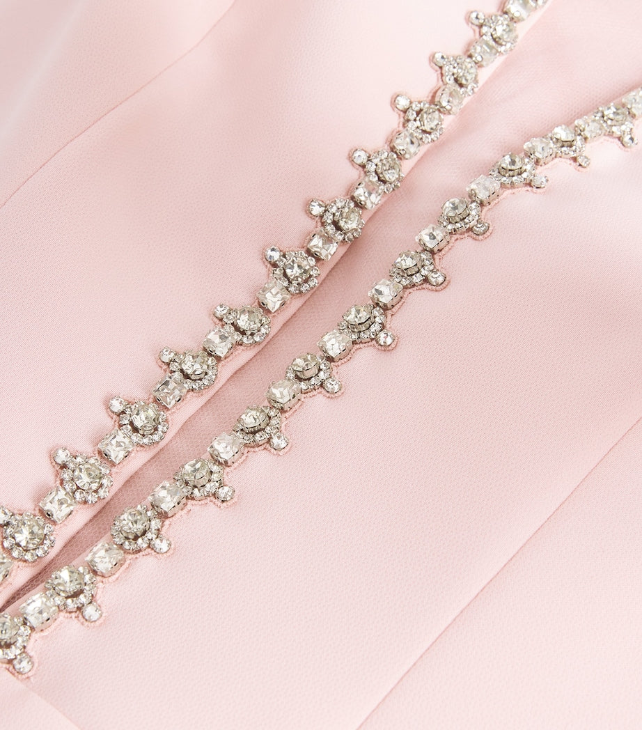 Jenny Packham Pink Crepe Embellished Midi Dress