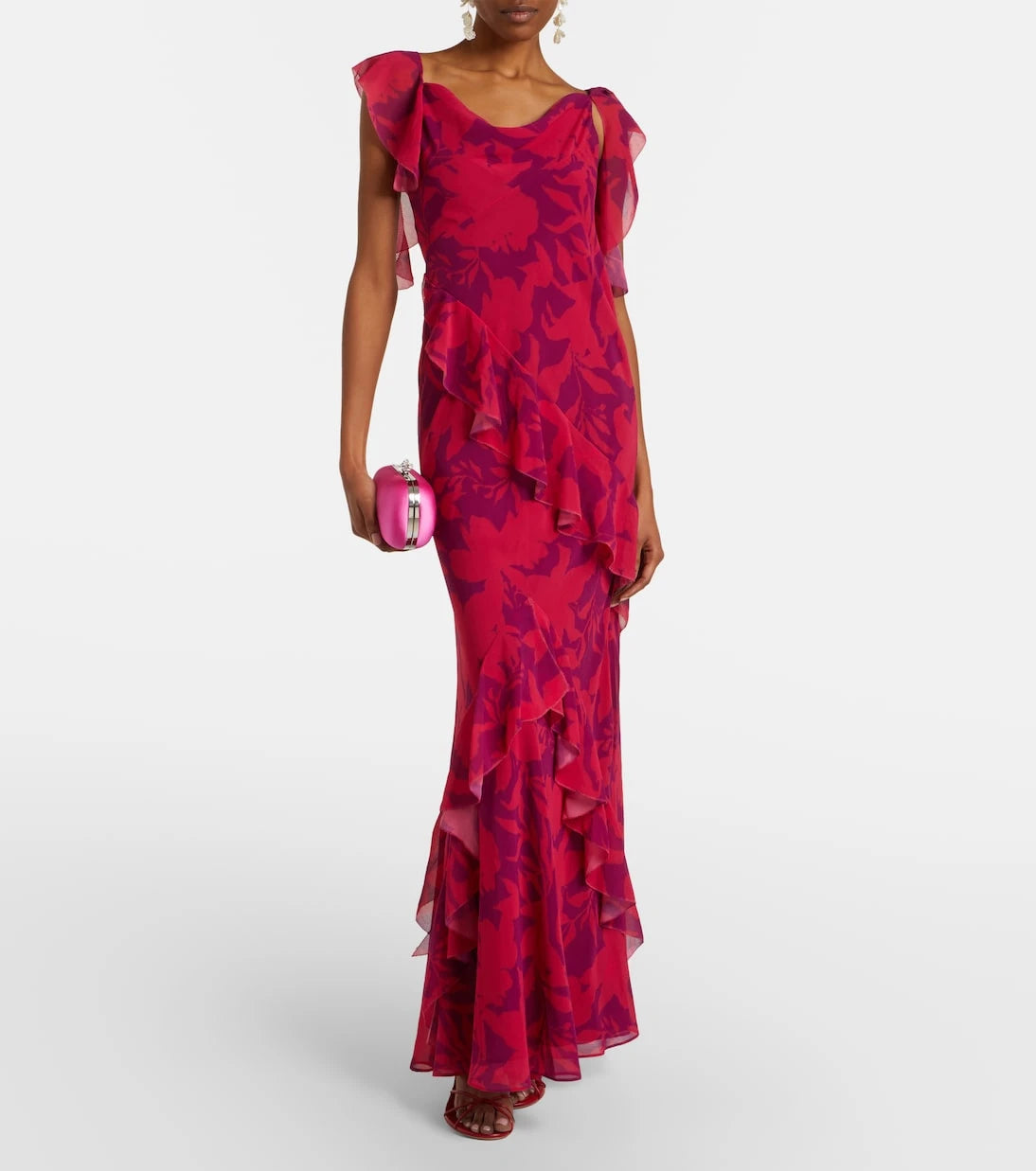 Self-Portrait - Ruffled floral maxi dress