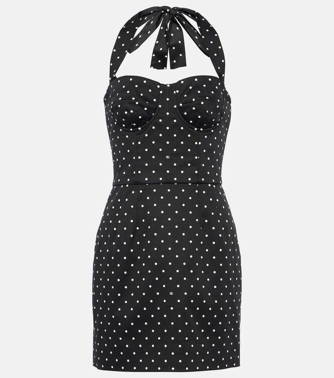 Dolce&Gabbana - Polka-dot cotton-blend drill corset dress
