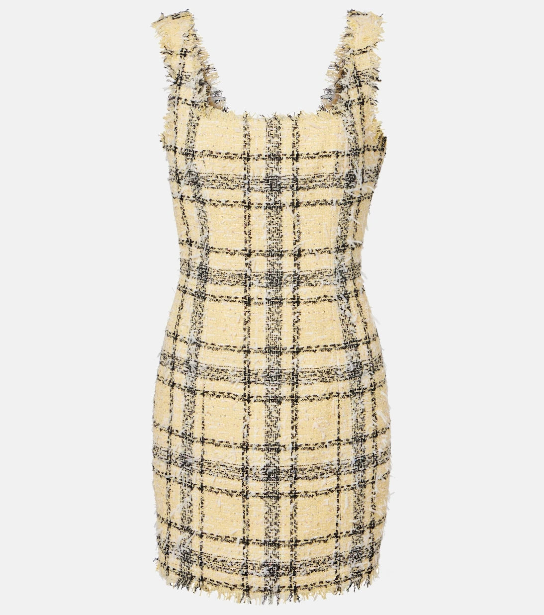 Balmain - Checked sequined tweed minidress