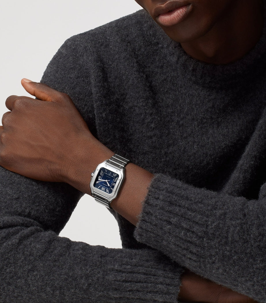 Large Steel Santos de Cartier Watch 39.8mm