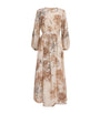 Eleventy Beige Silk Printed Maxi Dress