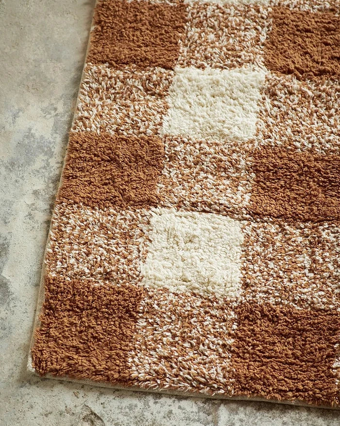 Madam Stoltz CHecked Tufted Banyo Paspası
