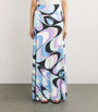 Purple Satin Printed Maxi Skirt