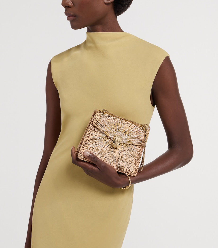 Small Crystal-Embellished Suede Serpenti Forever Day-to-Night Shoulder Bag