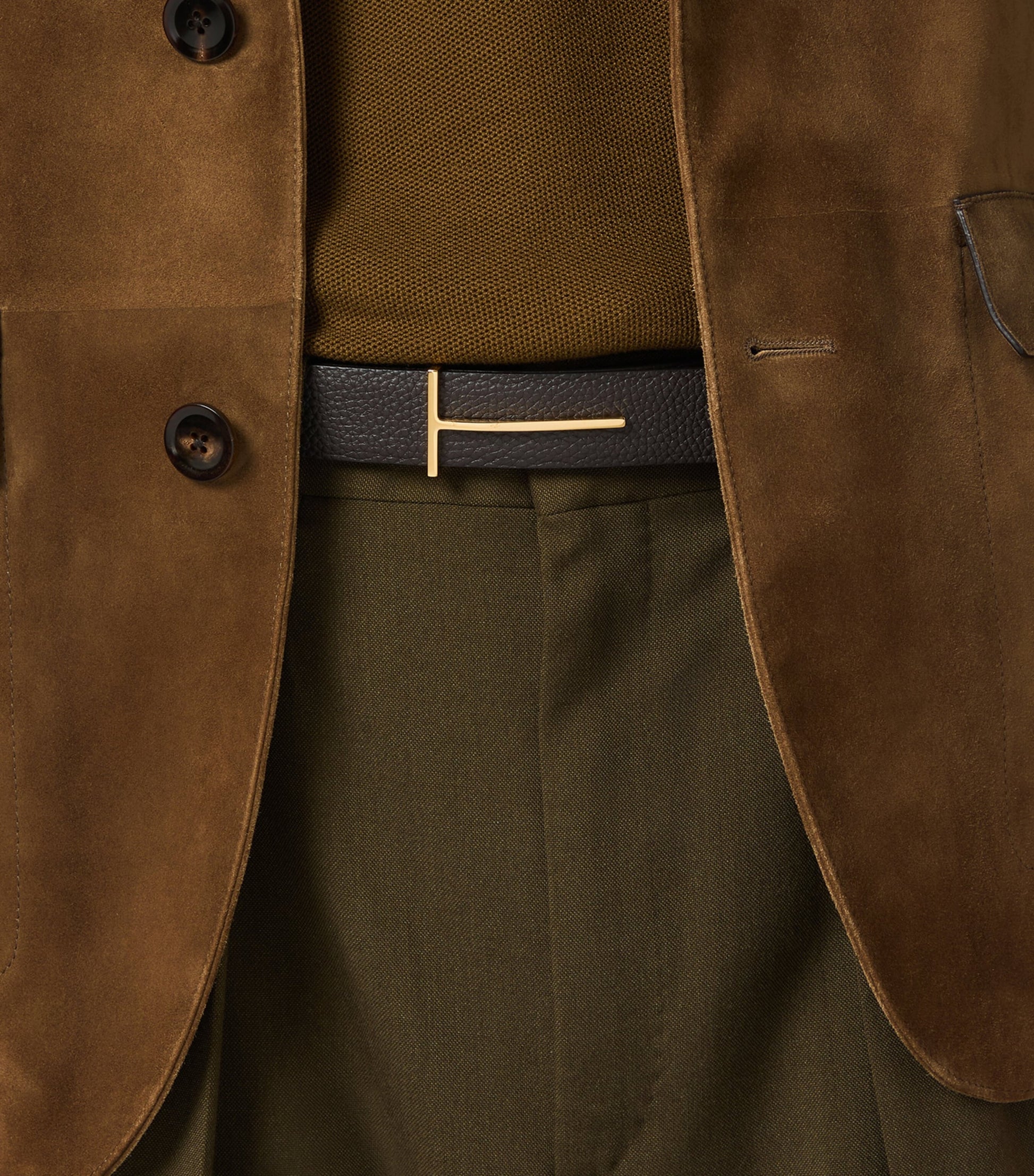 Calf Leather Slim T Belt