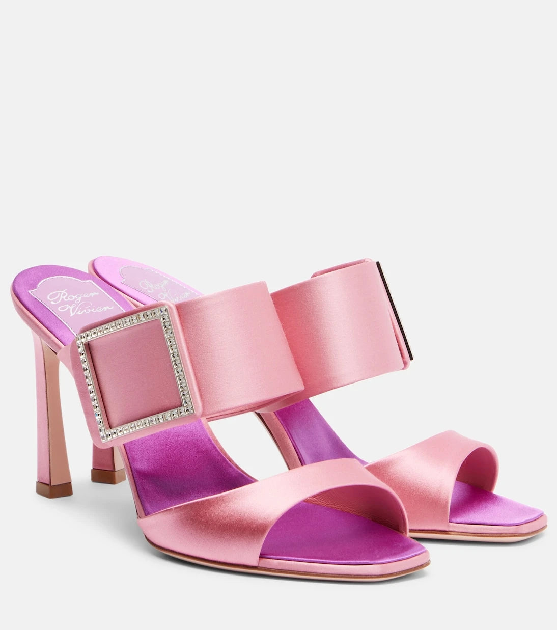 Roger Vivier - Trompette 85 embellished satin mules