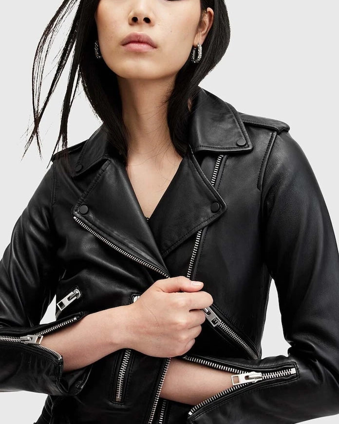 AllSaints Kadın Deri Biker Ceket BALFERN