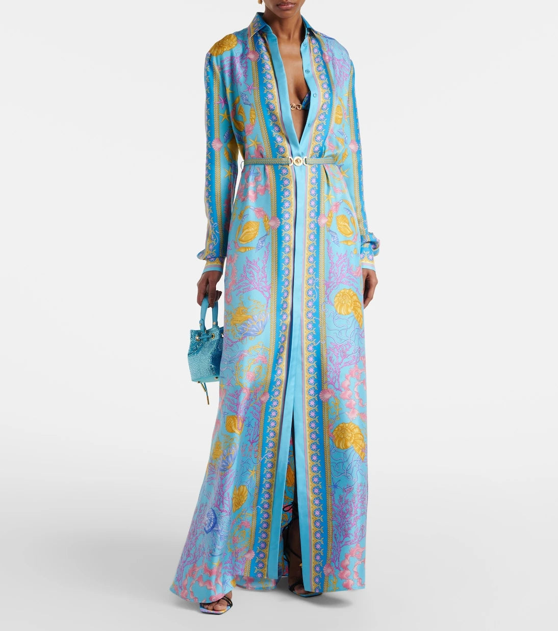 Versace - Underwater Barocco silk twill maxi dress