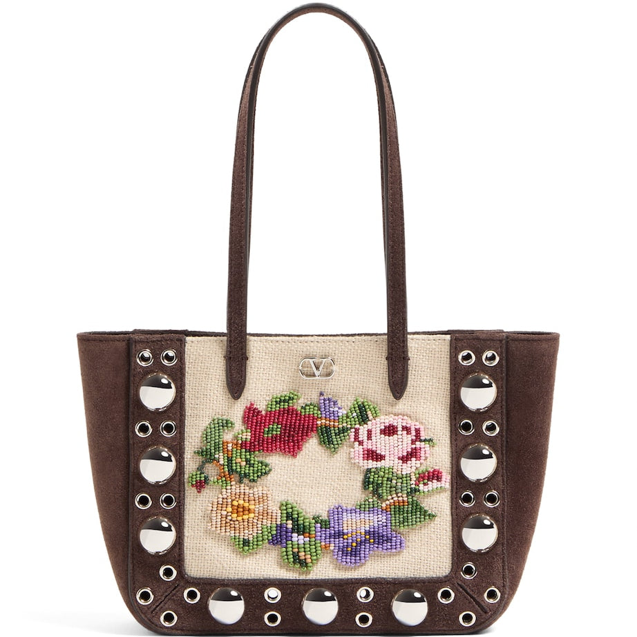 Valentino Garavani Multi Mini Suede Beaded Nellcôte Shoulder Bag