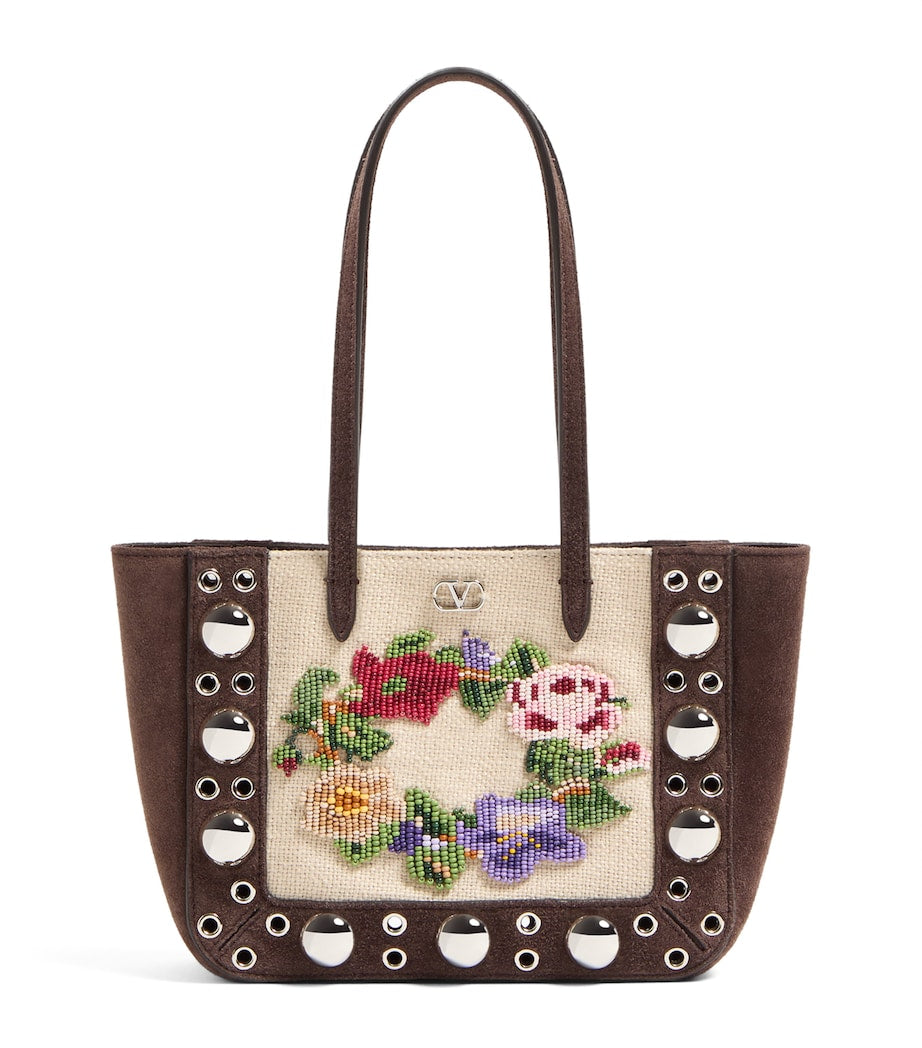 Valentino Garavani Multi Mini Suede Beaded Nellcôte Shoulder Bag