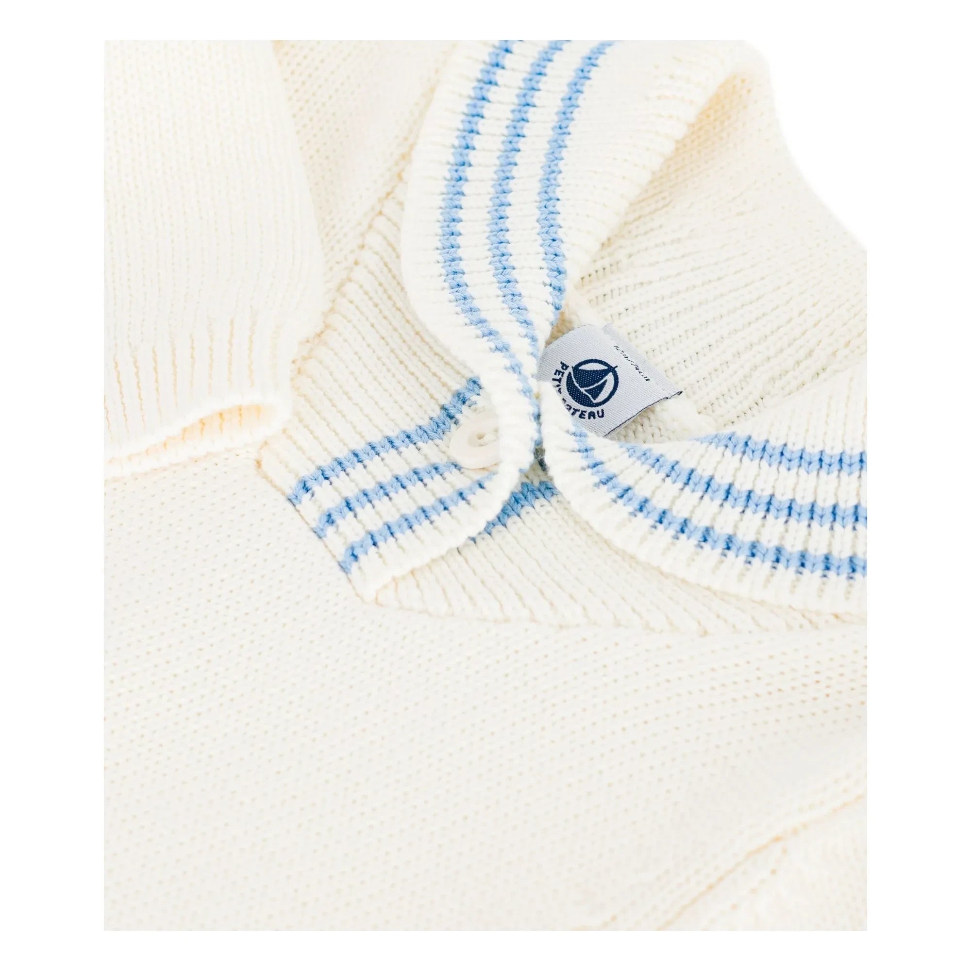 Petit Bateau - Organic Cotton Shawl Collar Sweater | Ecru