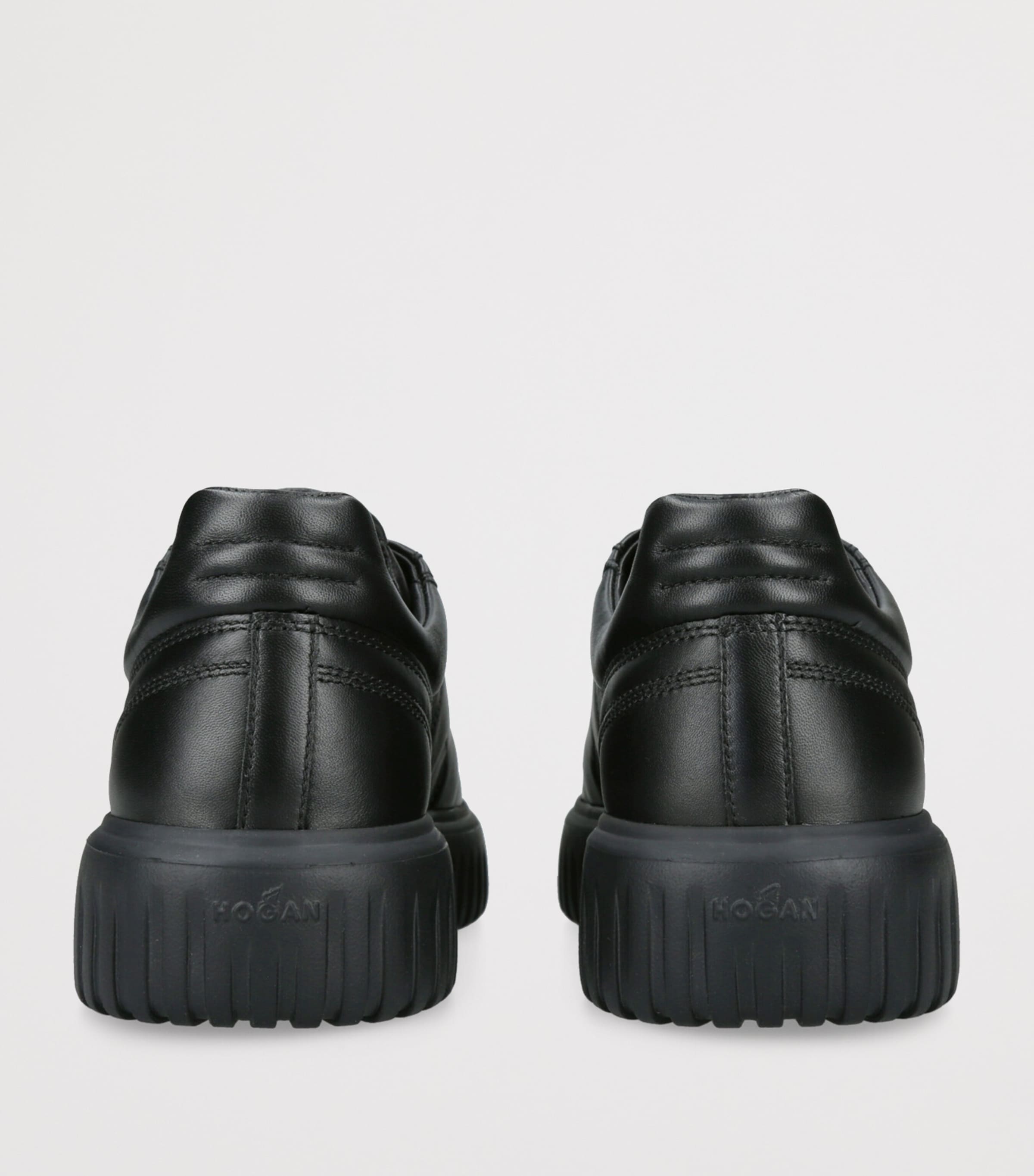 Leather H-Stripes Tread Sneakers BLACK