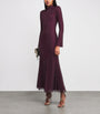 Self-Portrait Burgundy Rhinestone-Embellished Maxi Dress