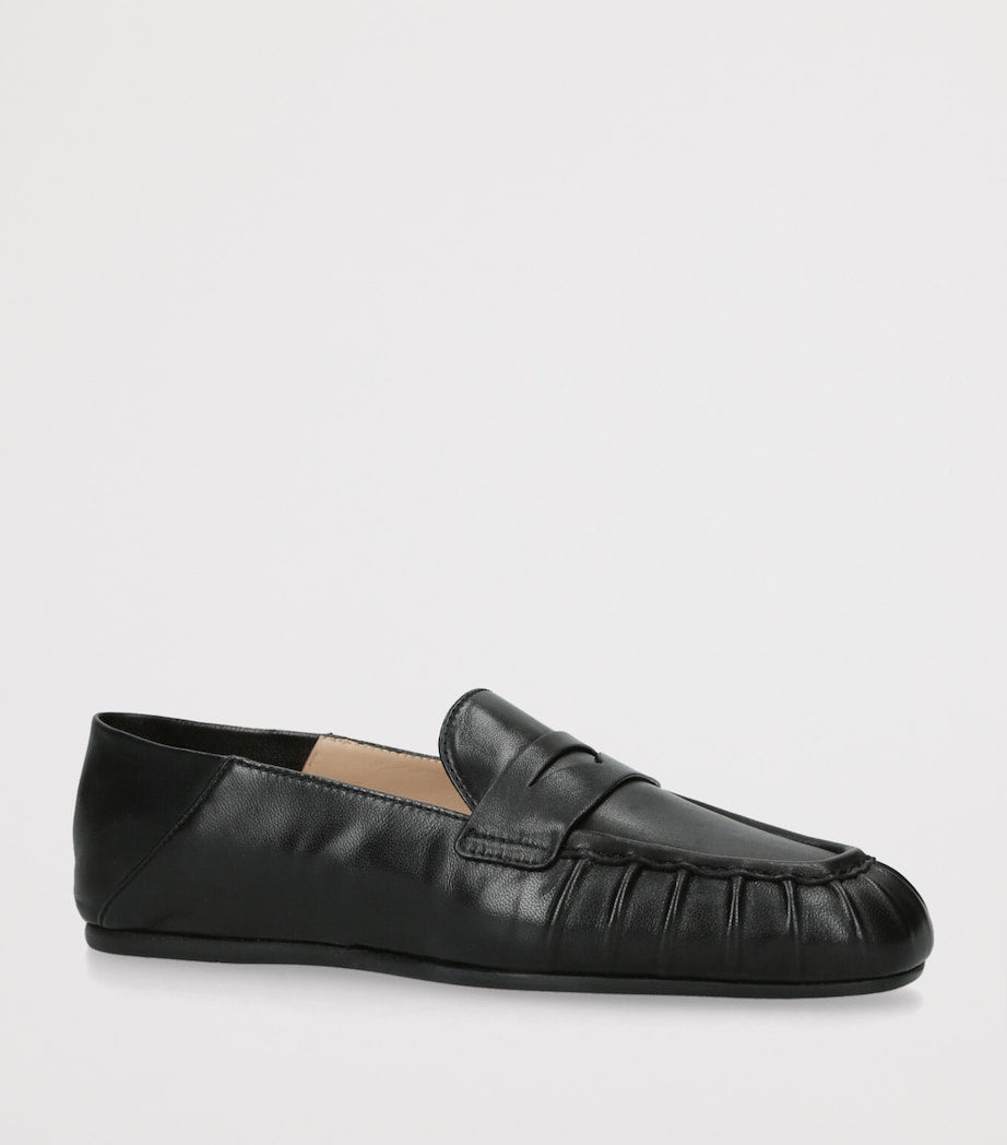 Stuart Weitzman Black Leather Brooks Loafers