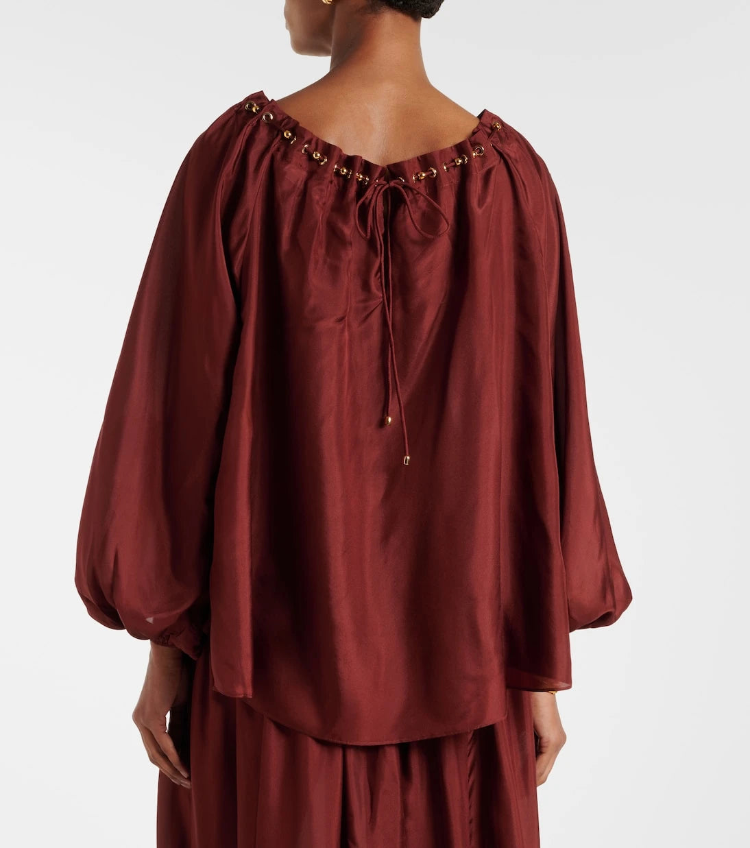 Zimmermann - Aster asymmetric beaded silk habotai blouse