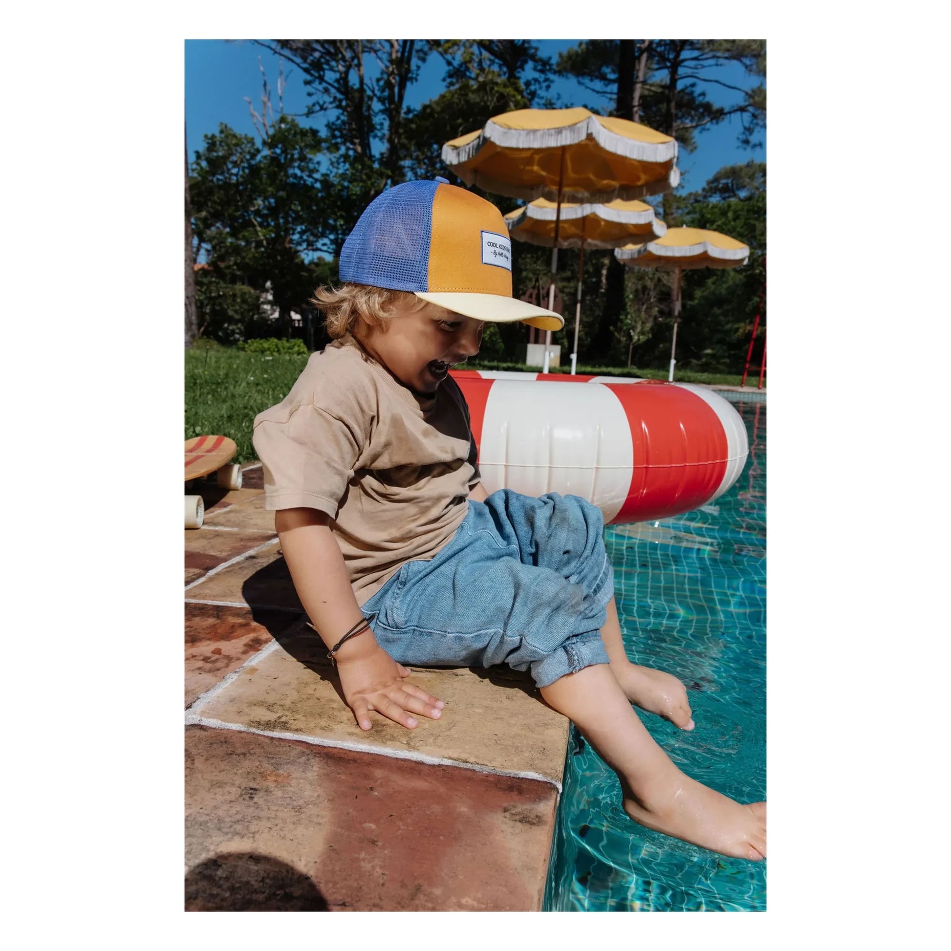Hello Hossy - Trucker Mini Organic Cotton Curved Visor Cap | Camel