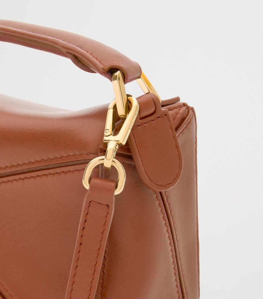 LOEWE Brown Mini Leather Puzzle Top-Handle Bag