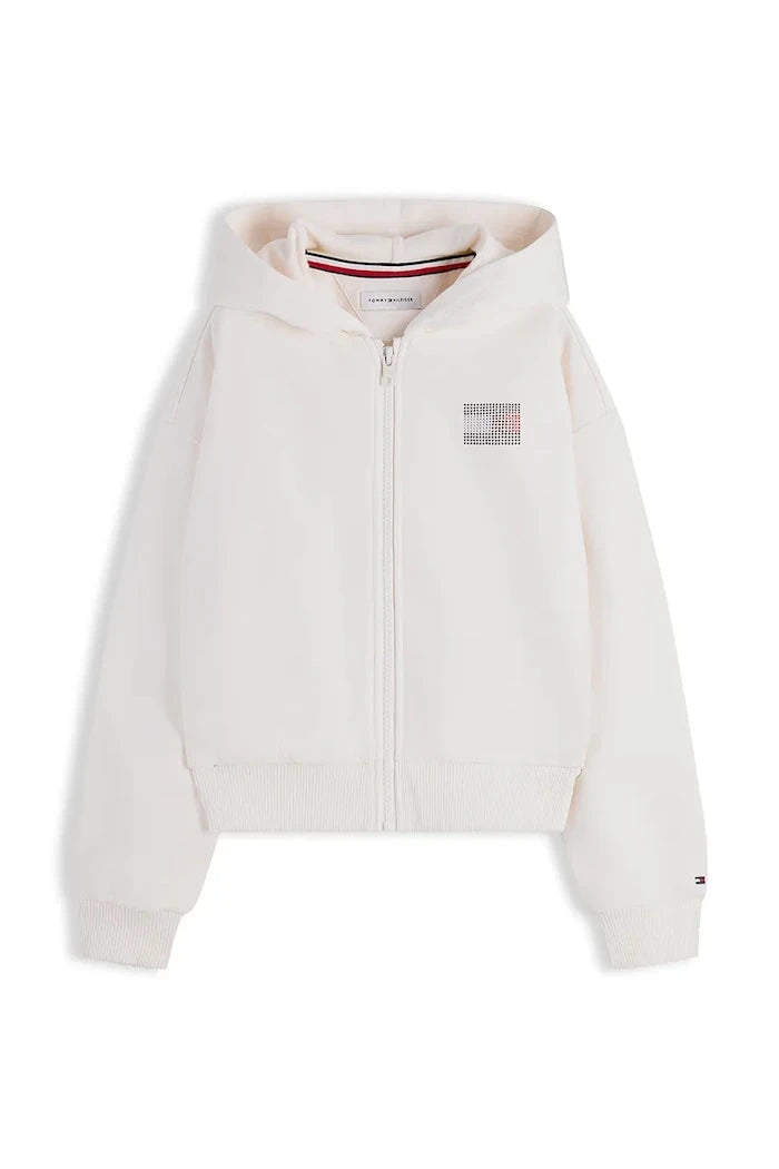 Tommy Hilfiger суичър с цип и качулка за деца с памук