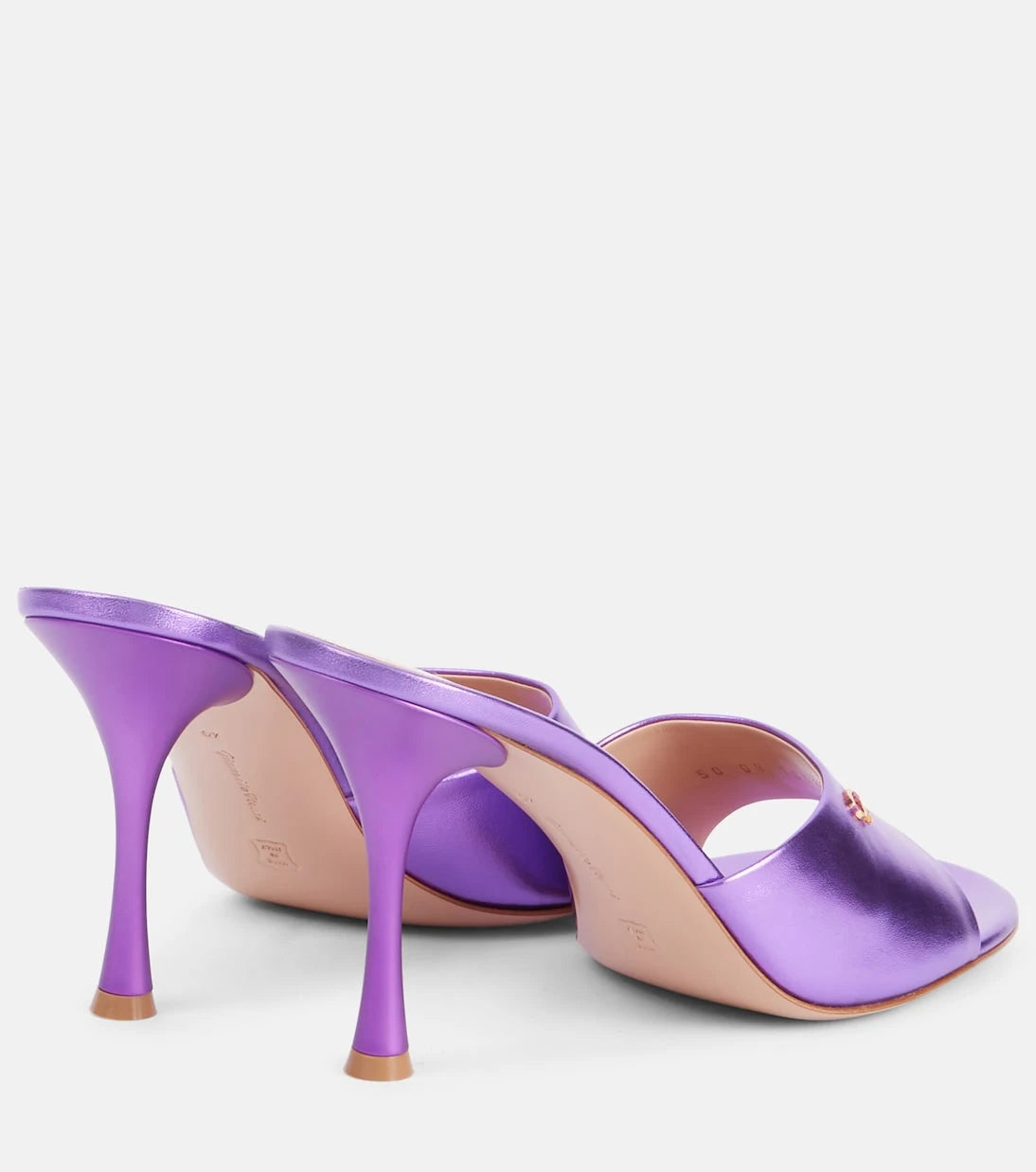 Gianvito Rossi - Logo metallic leather mules
