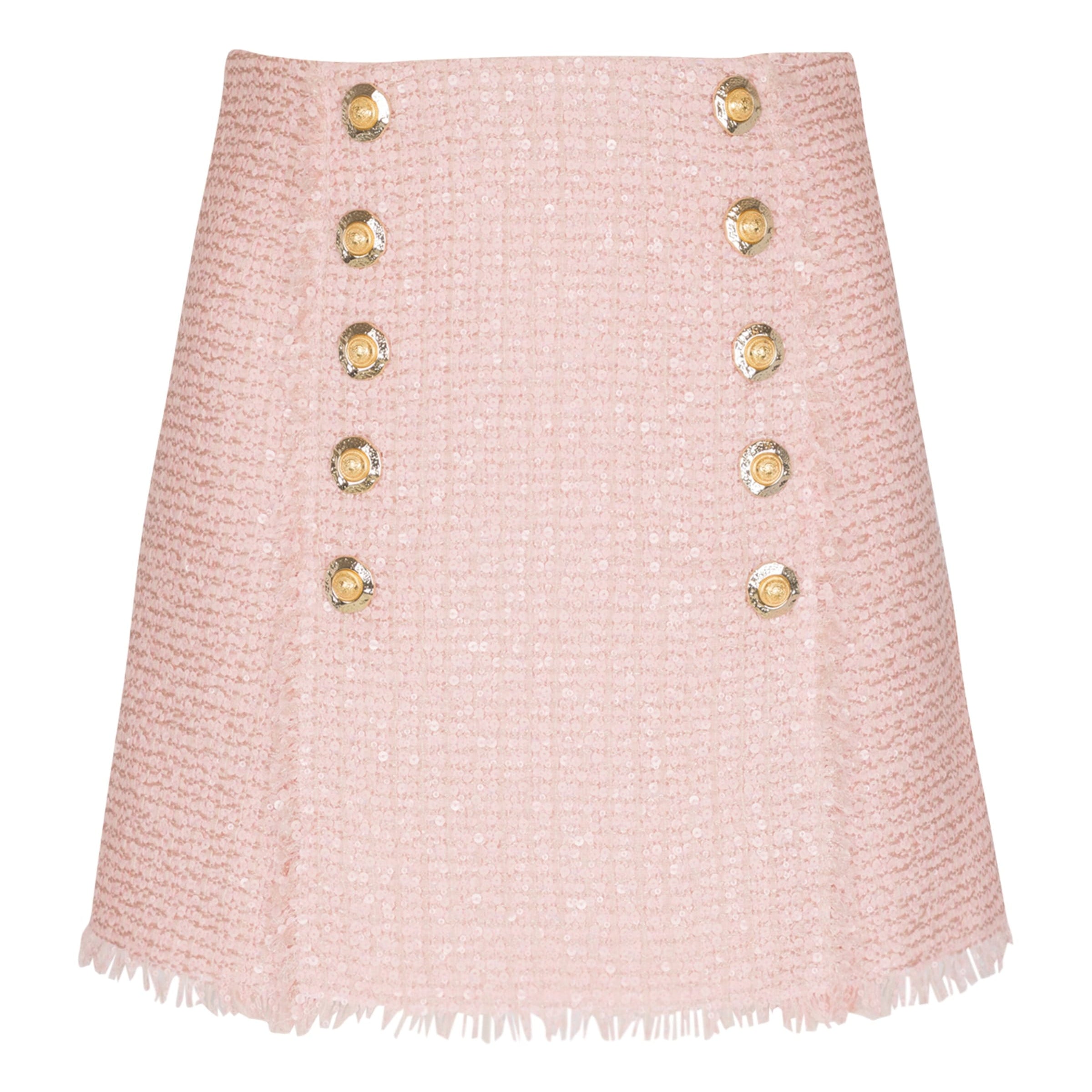 Balmain Pink Tweed Sequinned Mini Skirt