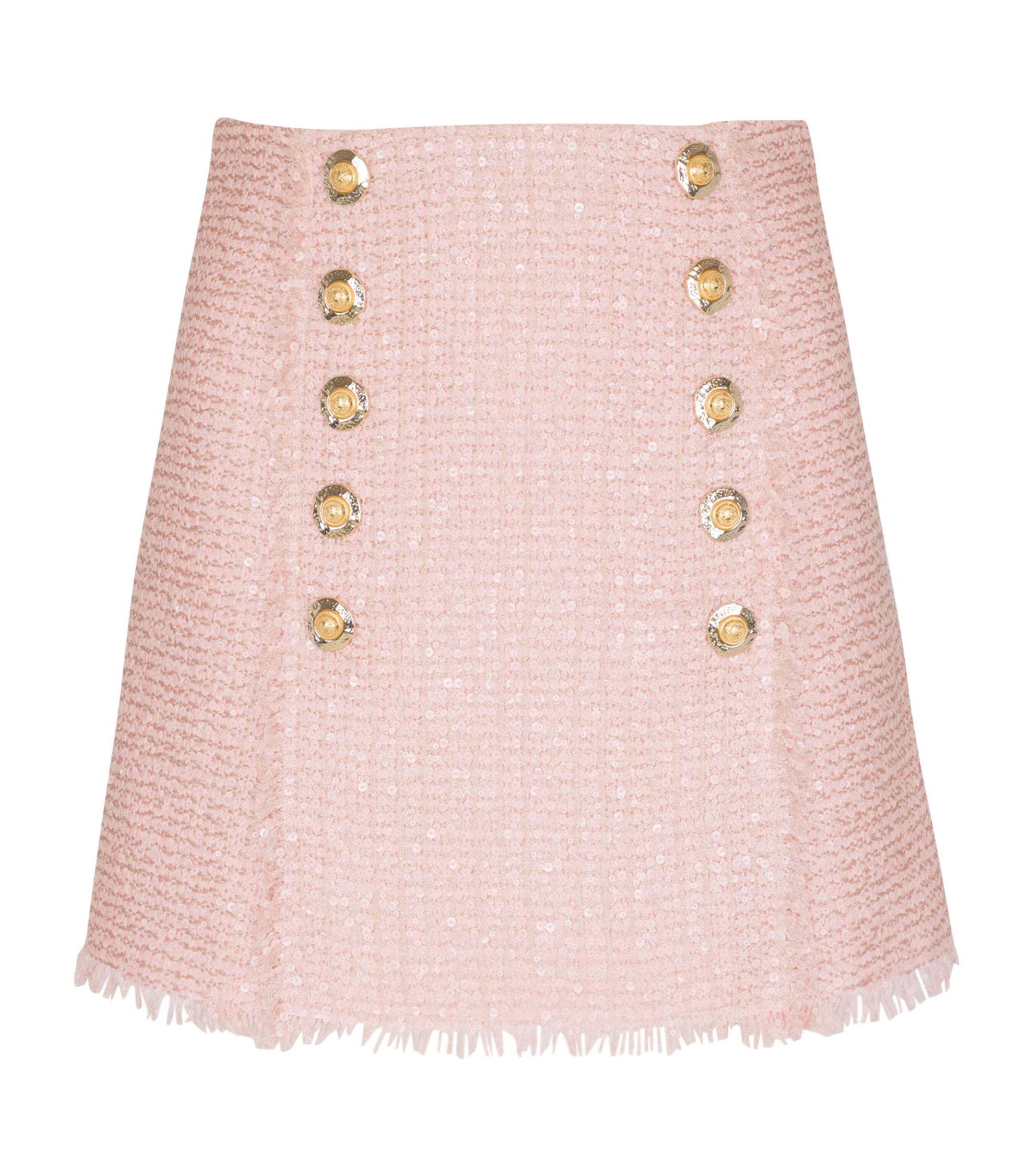 Balmain Pink Tweed Sequinned Mini Skirt