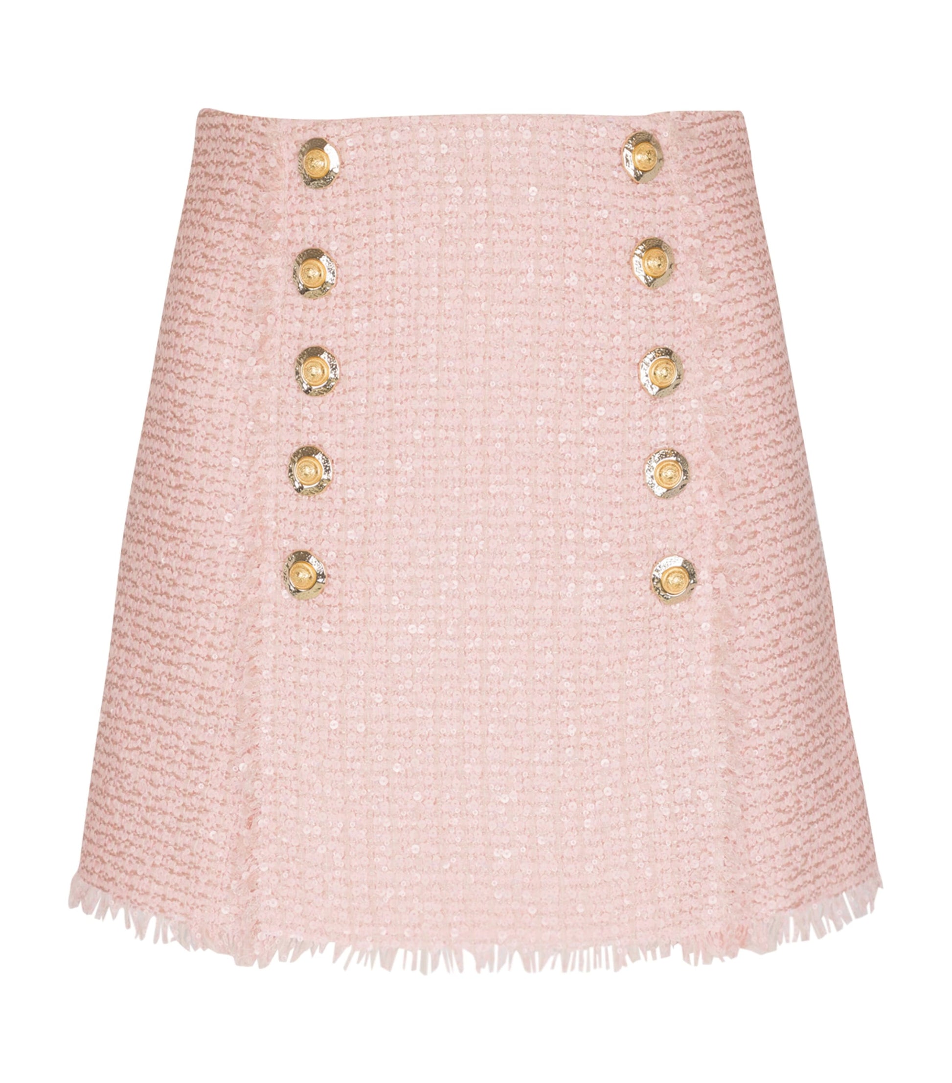 Balmain Pink Tweed Sequinned Mini Skirt
