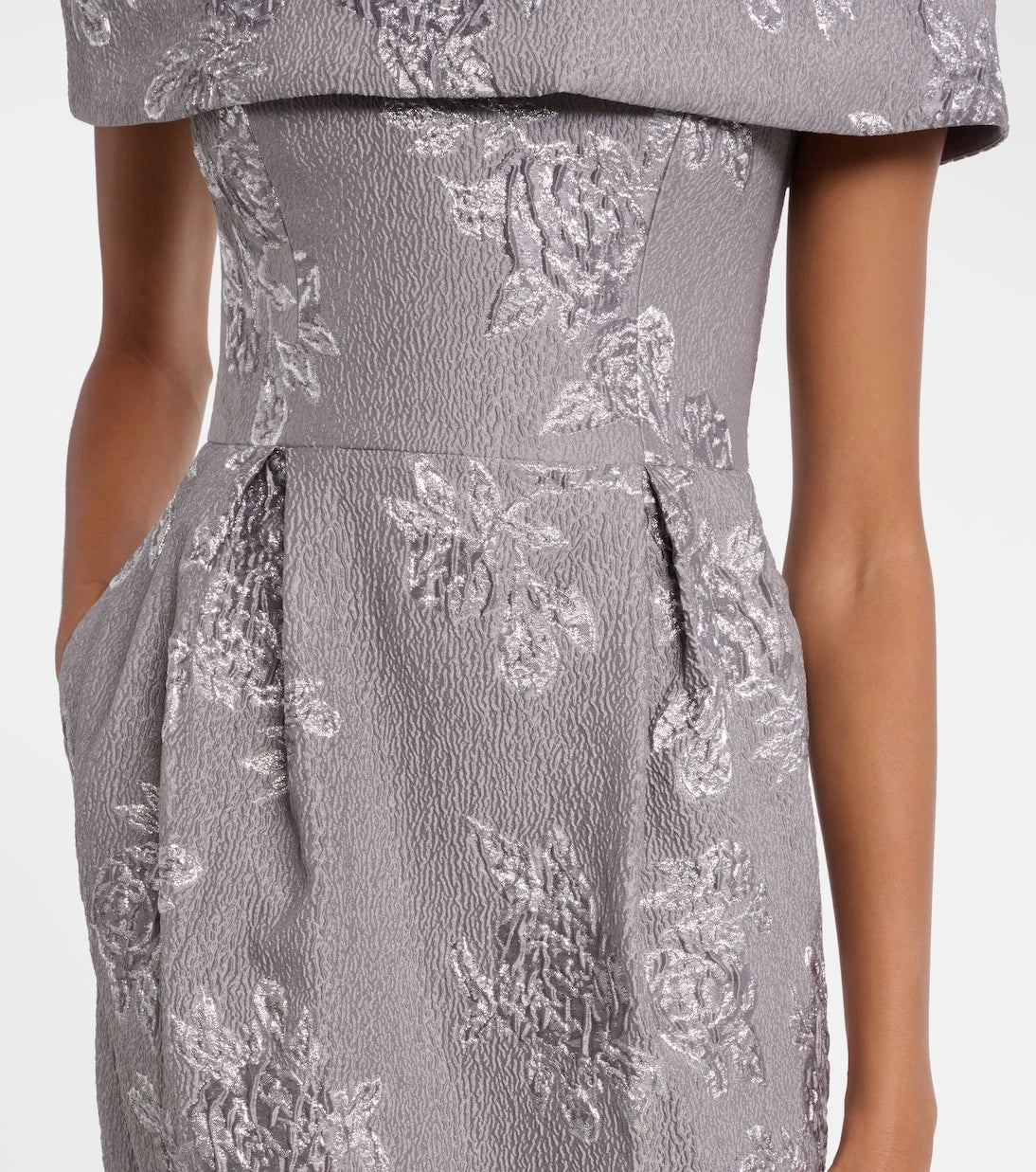 Rebecca Vallance - Ruth off-shoulder brocade bustier gown