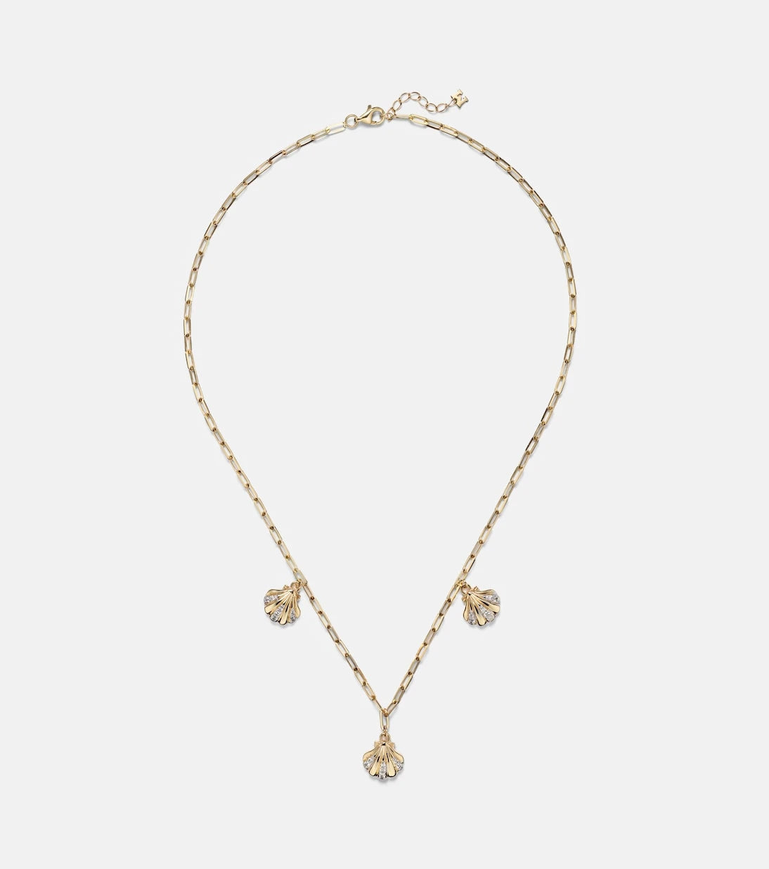 Mateo - 3 Petite Venus Shell 14kt gold necklace with diamonds