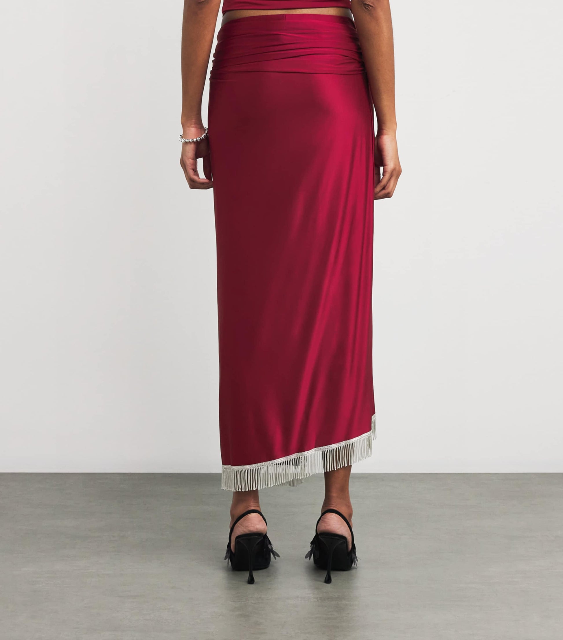 Paco Rabanne Red Tasselled Midi Skirt