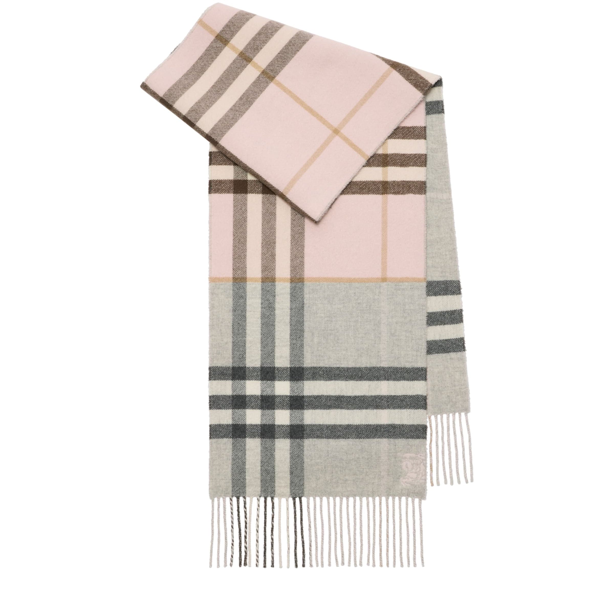 Pink Cashmere Contrast Check Scarf