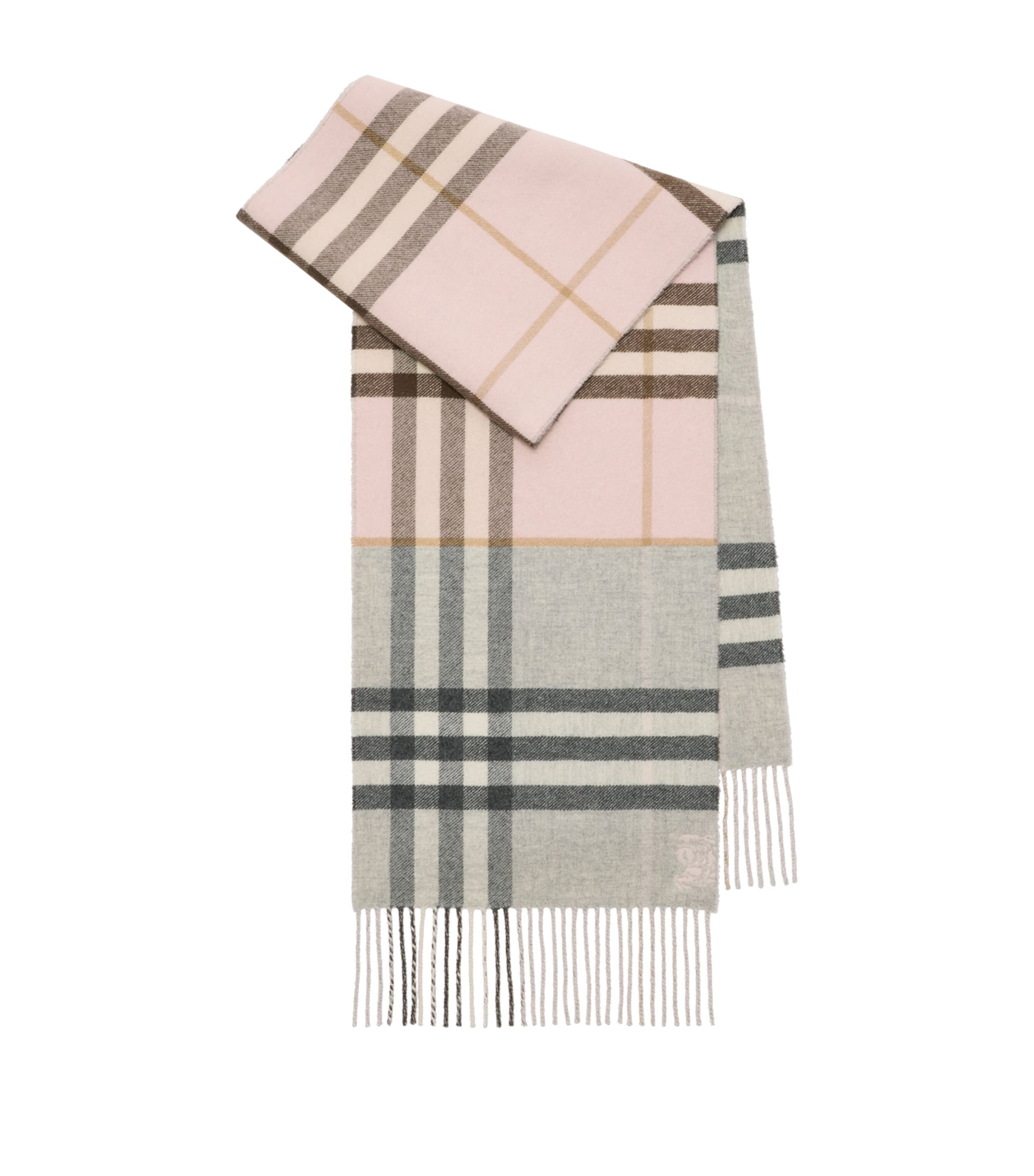 Pink Cashmere Contrast Check Scarf