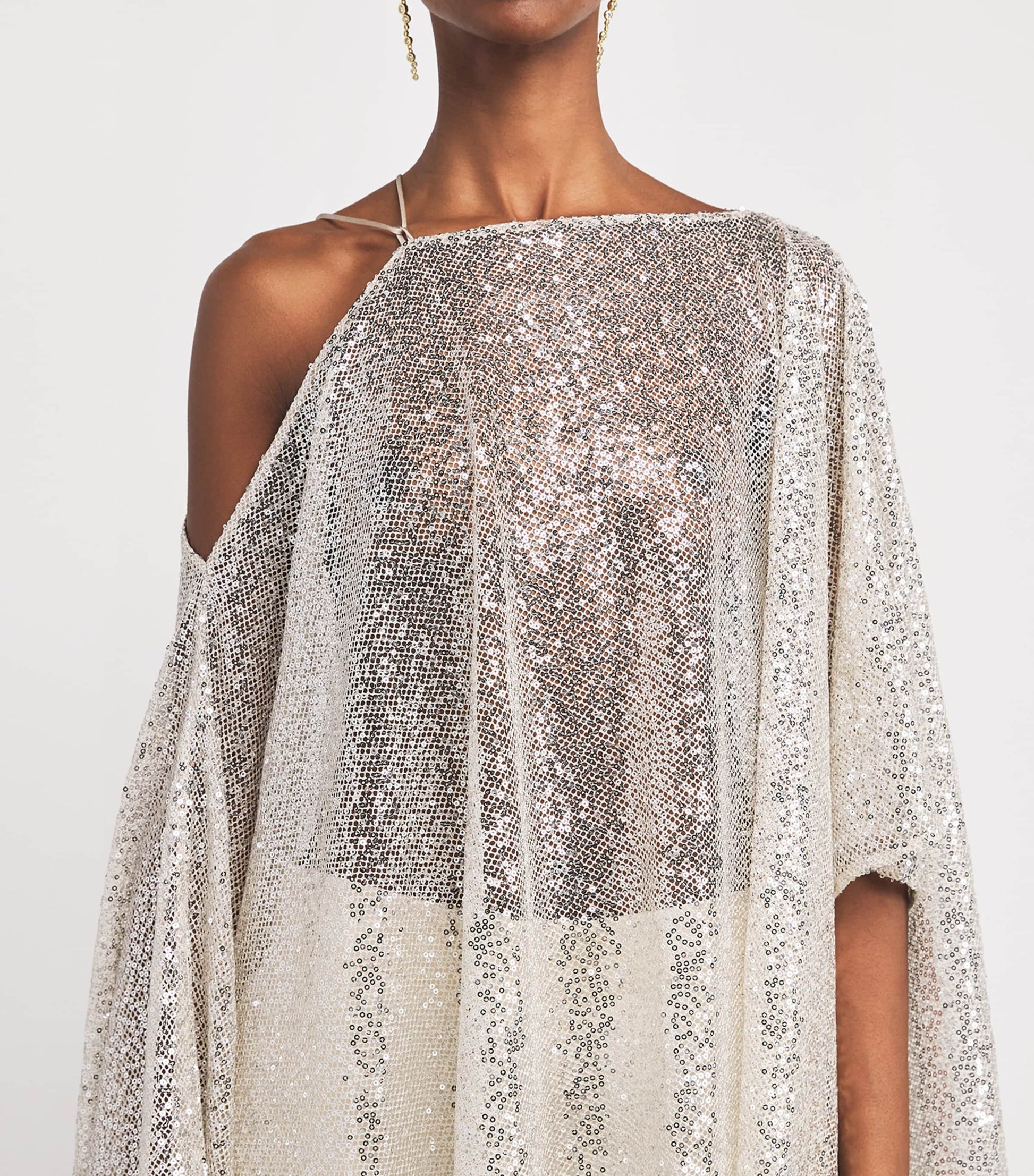 Semi-Sheer Sza Sza Disco Mini Dress CHAMPAGNE